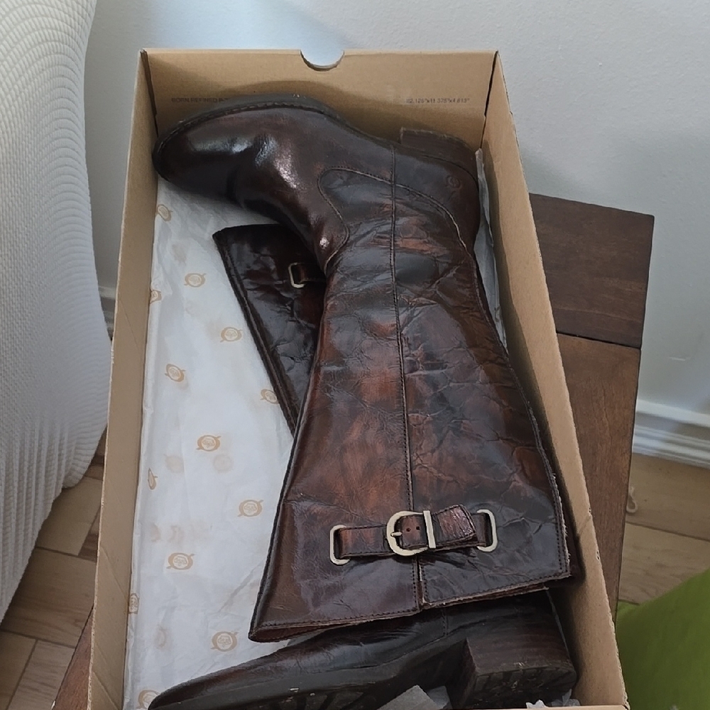 Brown Leather Knee-High Boots